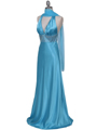 7125 Turquoise Halter Beaded Evening Gown - Turquoise, Alt View Thumbnail