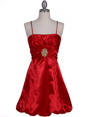 7151 Red Satin Cocktail Dress, Red