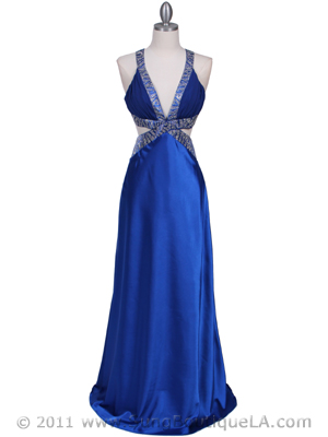 7179 Royal Blue Satin Evening Dress, Royal Blue
