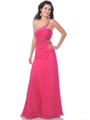 7506 Fuschia Single Jeweled Strap Prom Dress - Fuschia, Front View Thumbnail