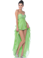 7515 Green Strapless Chiffon High Low Prom Dress - Green, Front View Thumbnail