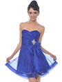 76184 Strapless Homecoming Dress with Bow - Royal Blue, Front View Thumbnail