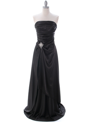 7700 Black Charmeuse Evening Dress, Black