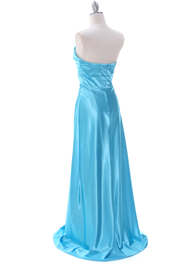 7700 Aqua Charmeuse Evening Dress - Aqua, Back View Medium