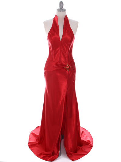 7701 Red Evening Dress - Red, Front View Medium