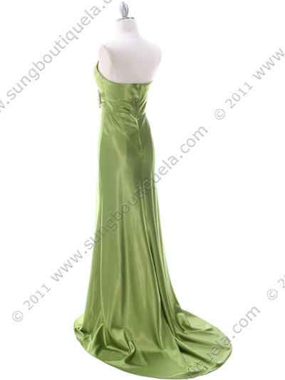 7704 Green Evening Dress - Green, Back View Medium