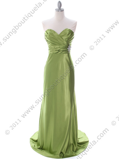 7704 Green Evening Dress - Green, Front View Medium