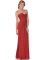 7735 Strapless Pleated Evening Dress - Red, Front View Thumbnail