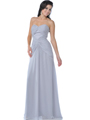 7735 Strapless Pleated Evening Dress - Silver, Front View Thumbnail