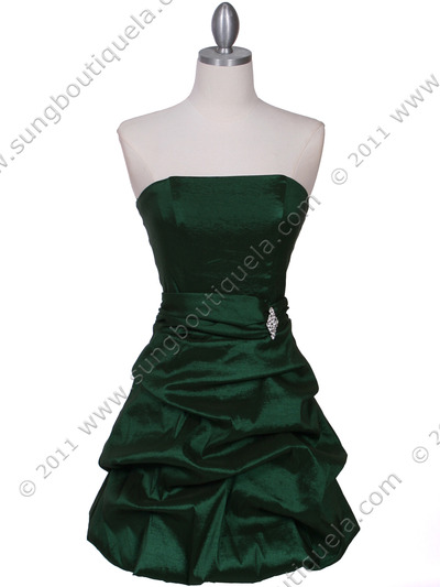 7749 Green Tafetta Bubble Cocktail Dress - Green, Front View Medium