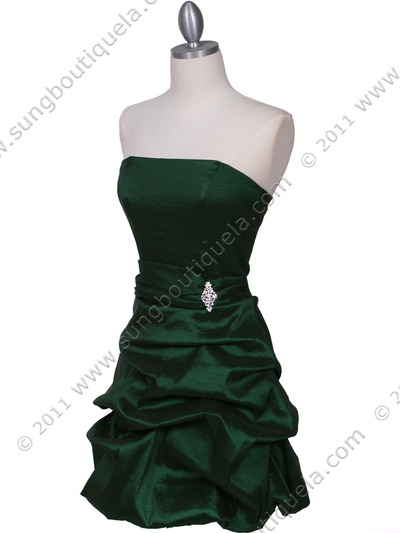 7749 Green Tafetta Bubble Cocktail Dress - Green, Alt View Medium