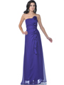 7820 Strapless Shirred Chiffon Evening Dress - Blue, Front View Thumbnail