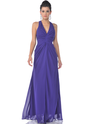 7830 Chiffon Halter Evening Dress, Purple