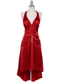 801 Red Satin Halter Cocktail Dress - Red, Front View Thumbnail