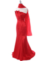 8034 Red Stretch Taffeta Evening Gown - Red, Alt View Thumbnail