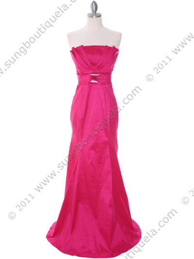 8075 Fuschia Taffeta Prom Evening Dress - Fuschia, Front View Medium