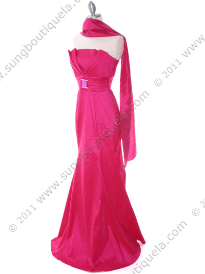 8075 Fuschia Taffeta Prom Evening Dress - Fuschia, Alt View Medium