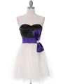 8104 Black/Purple Homecoming Dress with Bow - Black Purple, Front View Thumbnail