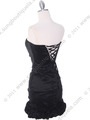 8118 Black Taffeta Cocktail Dress with Rosette Hem - Black, Back View Thumbnail