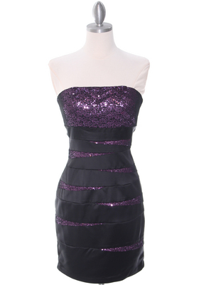 8137 Black/Purple Sequin Party Dress, Black Purple