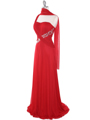 8312 Red One Shoulder Pleated Evening Dress - Red, Alt View Thumbnail