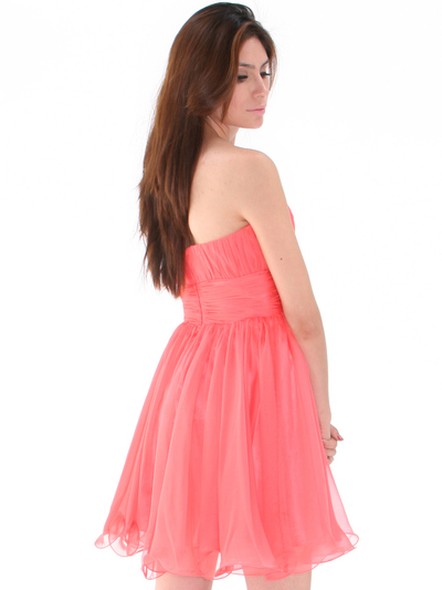 8336 Strapless Sweetheart Cocktail Dress - Coral, Back View Medium
