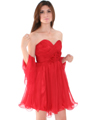 8336 Strapless Sweetheart Cocktail Dress - Red, Front View Thumbnail