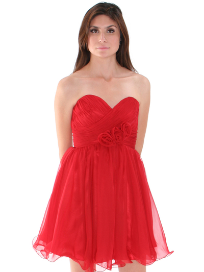 8336 Strapless Sweetheart Cocktail Dress - Red, Alt View Medium