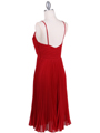 8420 Red Pleated Cocktail Dress with Rhinestone Pin - Red, Back View Thumbnail