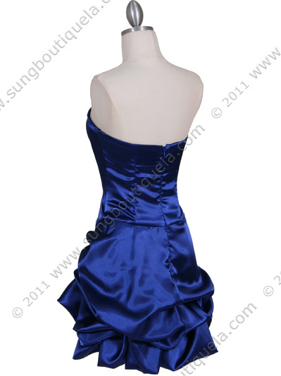8484 Royal Blue Bubble Cocktail Dress with Rhinestone Pin - Royal Blue, Back View Medium