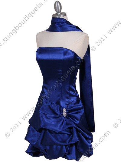 8484 Royal Blue Bubble Cocktail Dress with Rhinestone Pin - Royal Blue, Alt View Medium