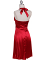 8543 Red Halter Pleated Cocktail Dress - Red, Back View Thumbnail