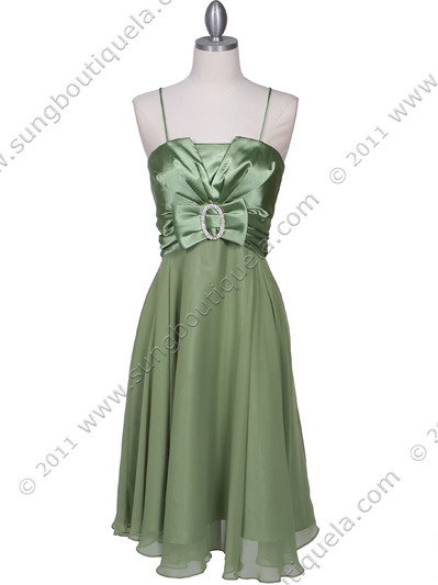 8610 Green Cocktail Dress - Green, Front View Medium