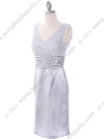 8653 Silver Cocktail Dress - Silver, Alt View Medium