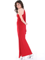 8714 One Shoulder Evening Dress with Sash - Red, Back View Thumbnail
