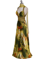 9010 Green Beaded Print Evening Gown - Green, Alt View Thumbnail