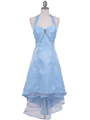 9051 Baby Blue Halter Hi-Low Satin Evening Dress - Baby Blue, Front View Thumbnail