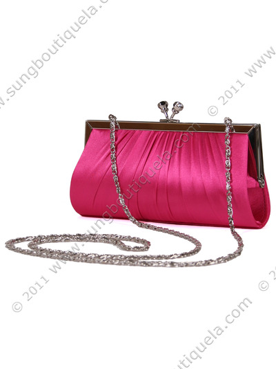 FN90681 Fuschia Satin Clutch with Rhinestone Clasp - Fuschia, Alt View Medium