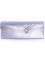 91001 Silver Evening Bag with Rhinestone Decor - Silver, Front View Thumbnail