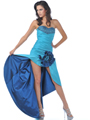 9192 Strapless Taffeta Prom Dress with High Low Hem - Turquoise Blue, Front View Thumbnail