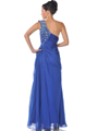 9525 Blue Single Shoulder Jewel Evening Dress - Blue, Back View Thumbnail