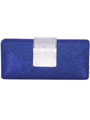 C028 Royal Blue Glitering Evening Clutch with Rhinestone Clip - Royal Blue, Front View Thumbnail