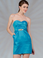 C1289 Sweetheart Cocktail Dress - Blue, Front View Thumbnail