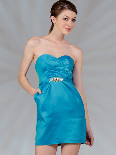C1289 Sweetheart Cocktail Dress - Blue, Front View Medium