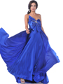 C1500 Strapless Oversize Bow Evening Dress - Royal Blue, Front View Thumbnail