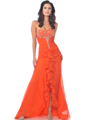 C1525 Orange Sweetheart Chiffon Prom Dress - Orange, Front View Thumbnail