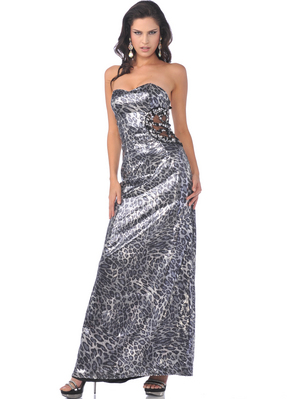 C1536 Strapless Dazzling Leopard Print Evening Dress, Print