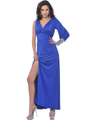 C1806 Single Long Sleeve Evening Dress with Slit - Royal Blue, Front View Thumbnail