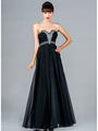 C5900 Jeweled Trim Chiffon Evening Dress - Black, Front View Thumbnail