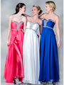 C5900 Jeweled Trim Chiffon Evening Dress - Fuschia, Front View Thumbnail